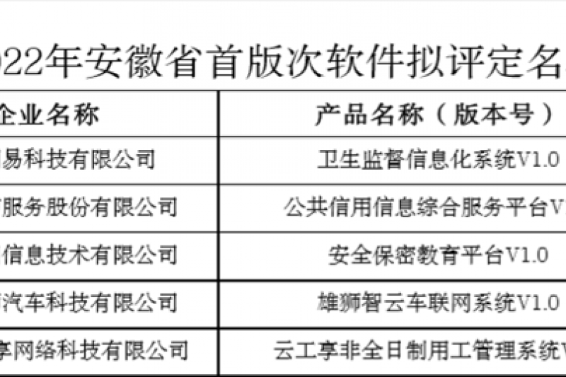 【云圖頭條】喜訊！云圖信息一產品被評定為2022年安徽省首版次軟件